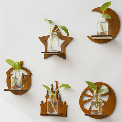 Eco-Friendly Wall-Mounted Plant Holders in Wood and Glass