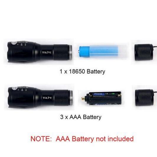 Tactical 5000 Lumens Rechargeable LED Zoom Flashlight