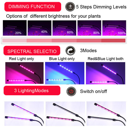 Dual-Head LED Grow Light for Indoor Plants - Energy Efficient & Flexible Design