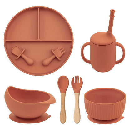 Eco-Friendly Pink Silicone Baby Feeding Plate Set