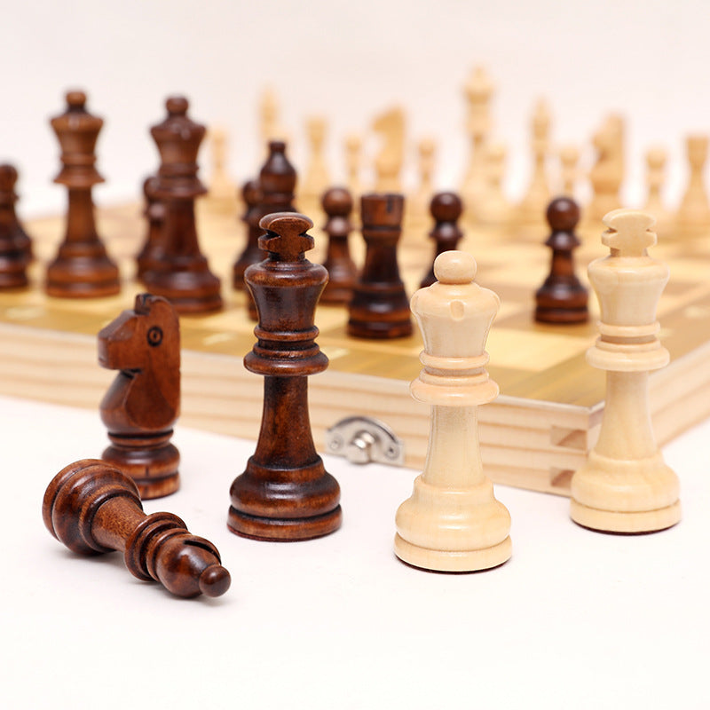 Eco-Friendly Wooden Chess Set in Natural Wood Tones