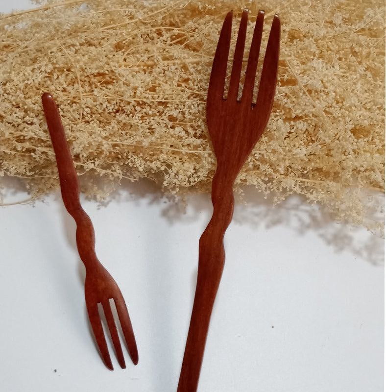 Eco-Friendly Wooden Long Handle Fruit Fork