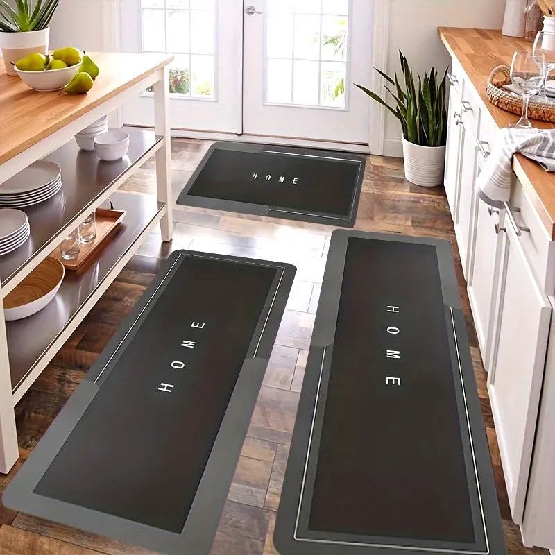 Simple Kitchen Absorbent Quick-Dry Floor Mat – Non-Slip, Stain Resistant (Gray)