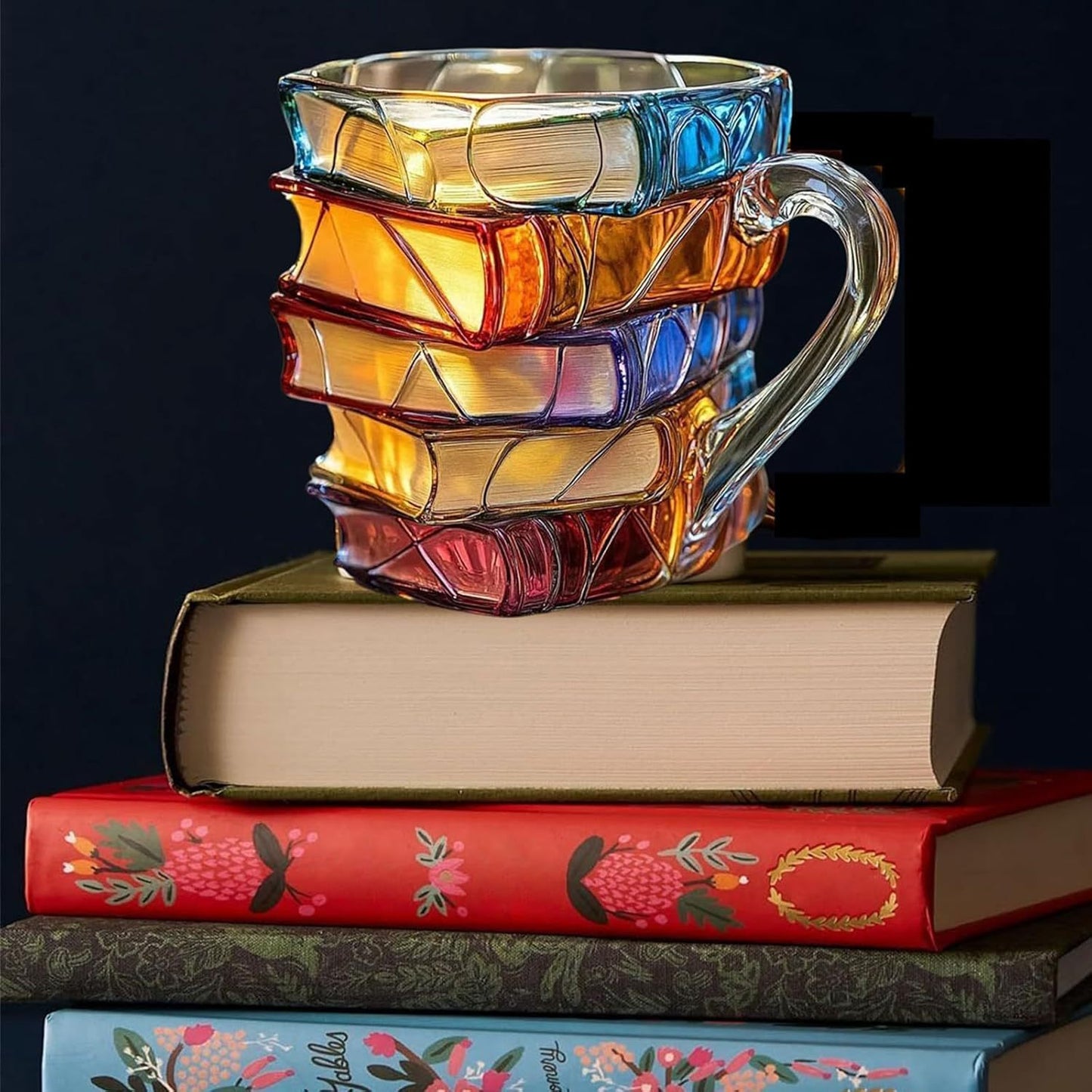 Painted Book Stack Coffee Mug (Resin Novelty Cup)