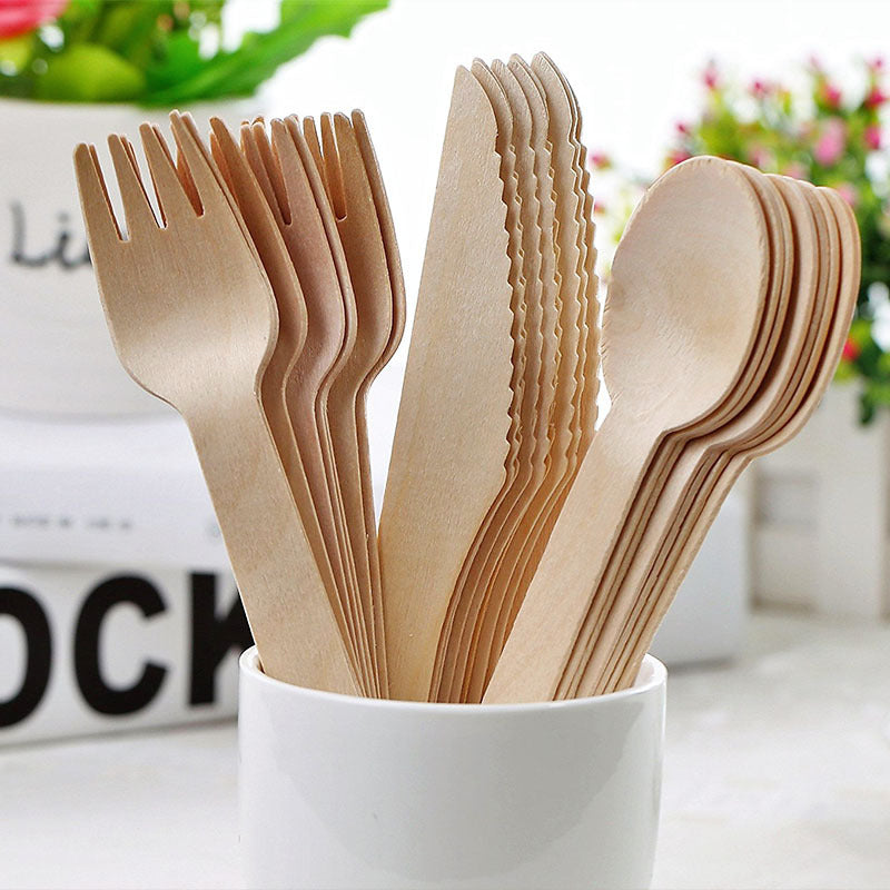 Eco-Friendly Wooden Cutlery Set - Sustainable, Biodegradable, Plastic-Free