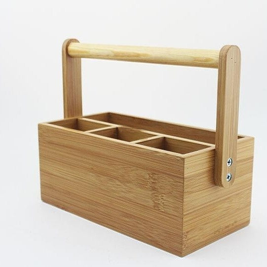 Bamboo Organizer Caddy for Eco-Friendly Countertop Storage