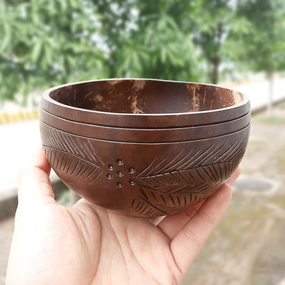 Eco-Friendly Coconut Shell Rice Bowls - Sustainable Biodegradable Dinnerware Set