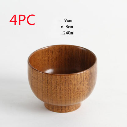 Eco-Friendly Wooden Bowls and Cup Set - Natural, Stackable, Biodegradable
