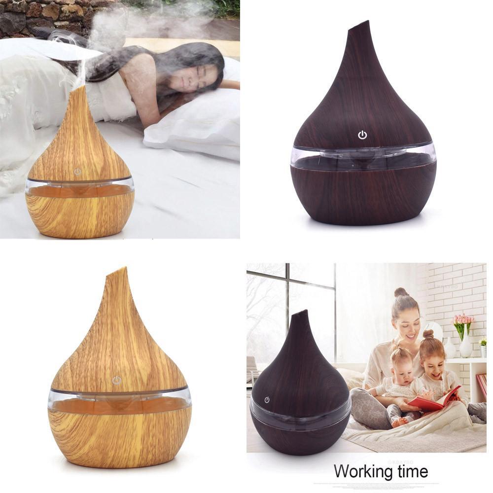 Ultrasonic Teardrop Essential Oil Diffuser with Wood Grain Finish