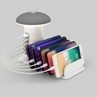 Mushroom LED Lamp with Charging Station - Energy Efficient Desk Light