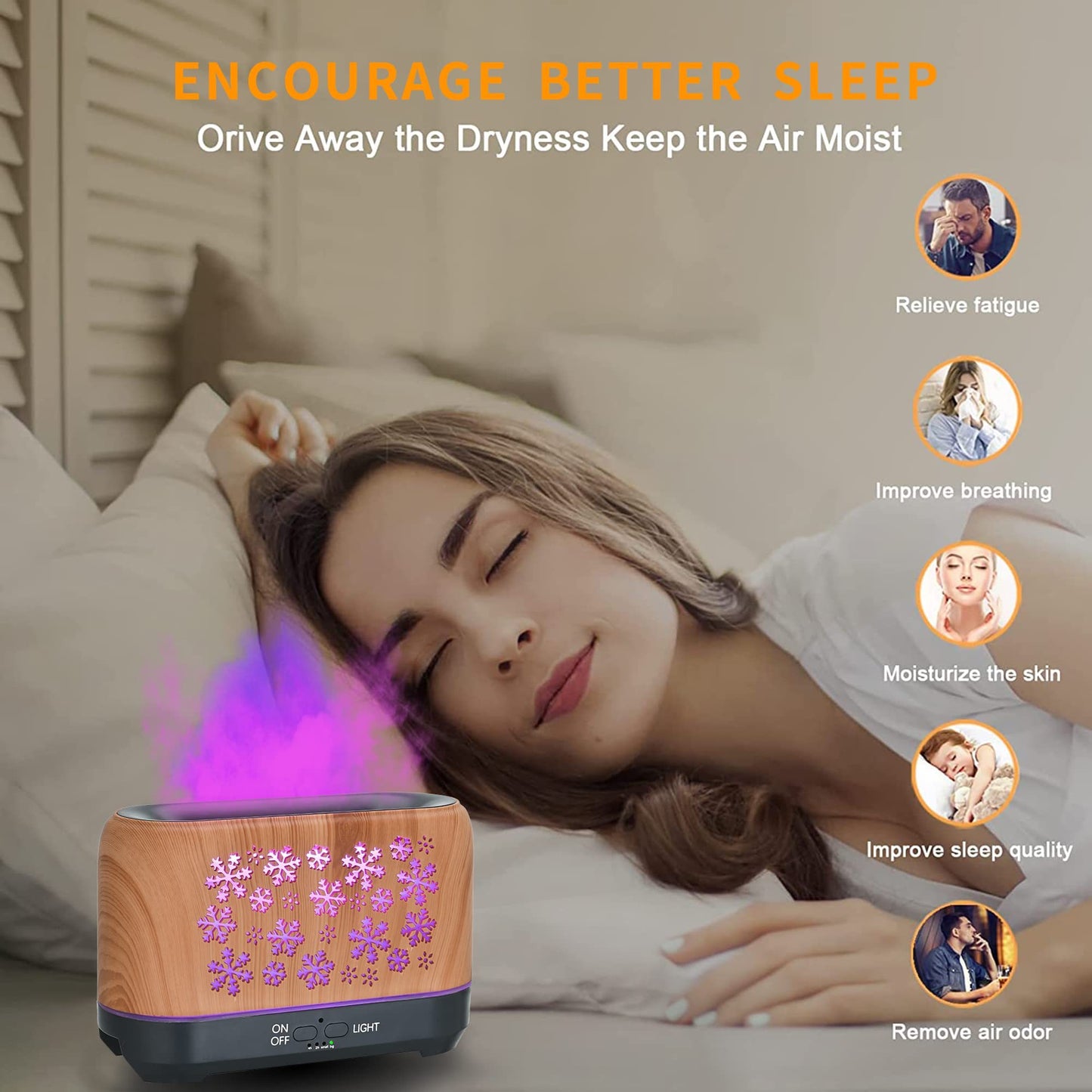Colorful Snowflake Aromatherapy Humidifier with LED Lights
