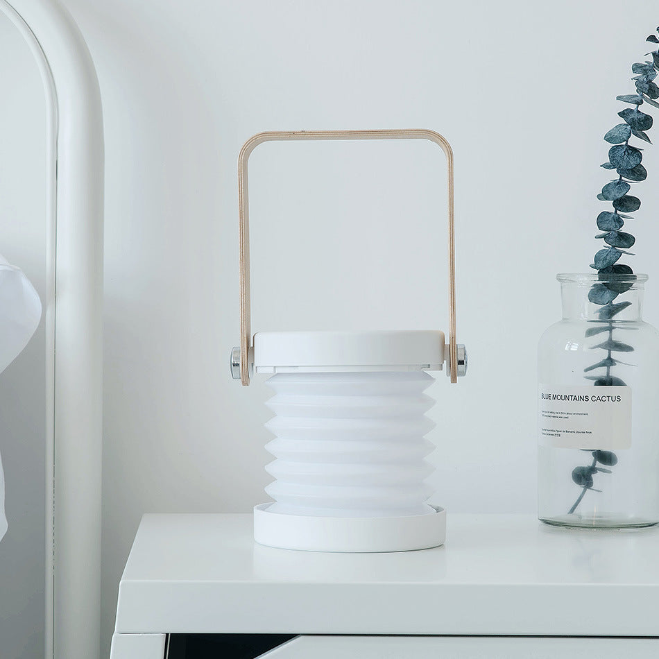 Eco-Friendly Portable Lantern with Wooden Accents