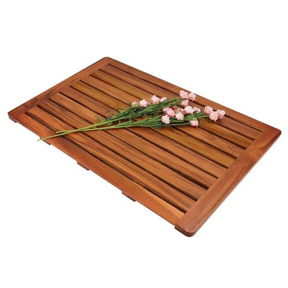 Eco-Friendly Bamboo & Teak Bath Mat - Water-Resistant & Non-Slip