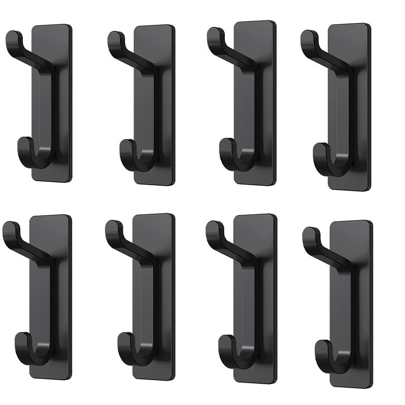 Stainless Steel Wall Hook – 4 Pack – Black / Brushed