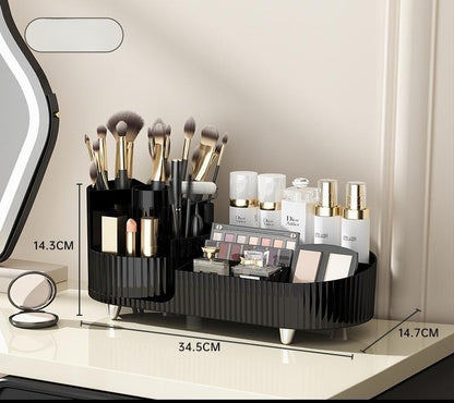 Rotating Beige Cosmetic Organizer for Effortless Beauty