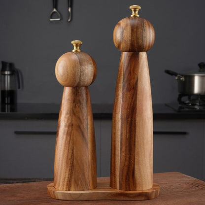 Natural Wood Salt and Pepper Grinder Set