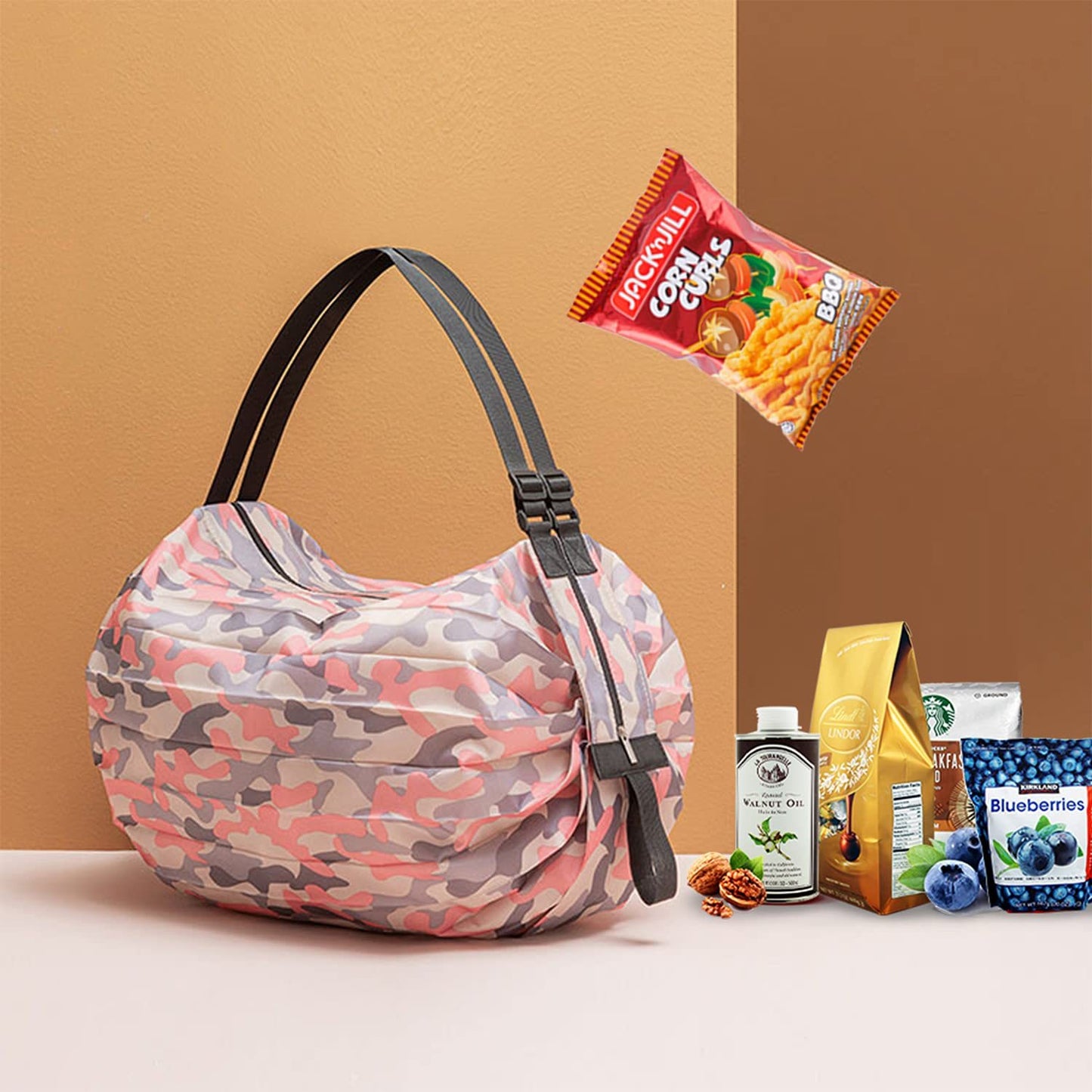 Eco-Friendly Reusable Camouflage Shopping Tote - Large, Foldable, Durable