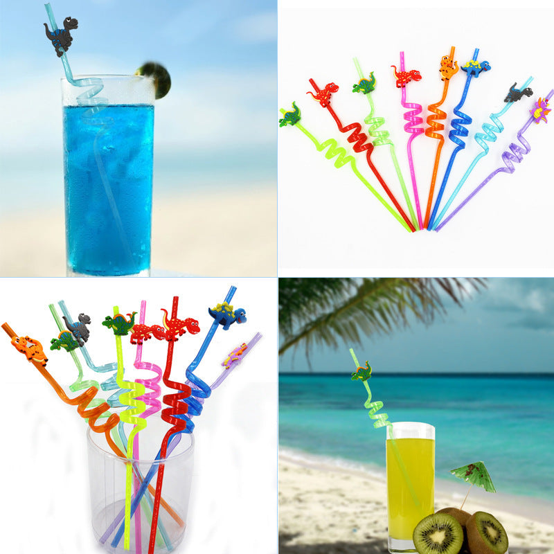 Multicolored Spiral Reusable Drinking Straws