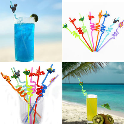 Multicolored Spiral Reusable Drinking Straws