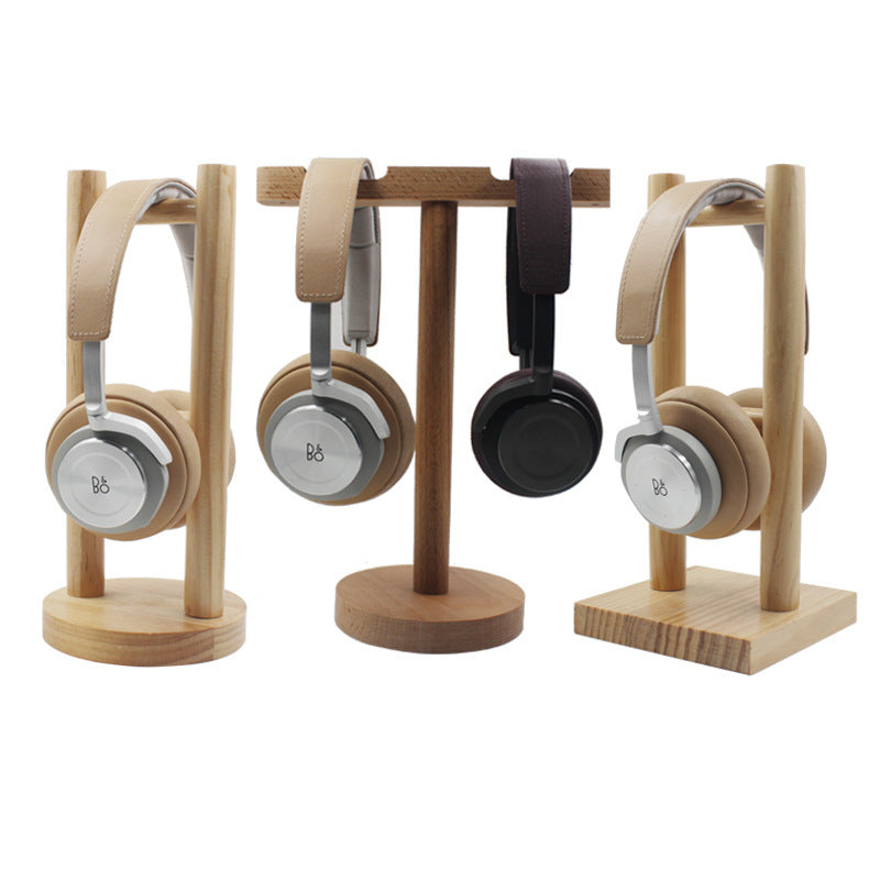 Eco-Friendly Wooden Earphone Stand on a desk
