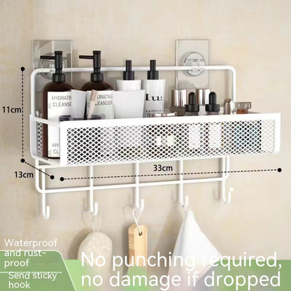 Toilet Storage Punch-Free Rack – Large Capacity Wall Shelf (White/Black)