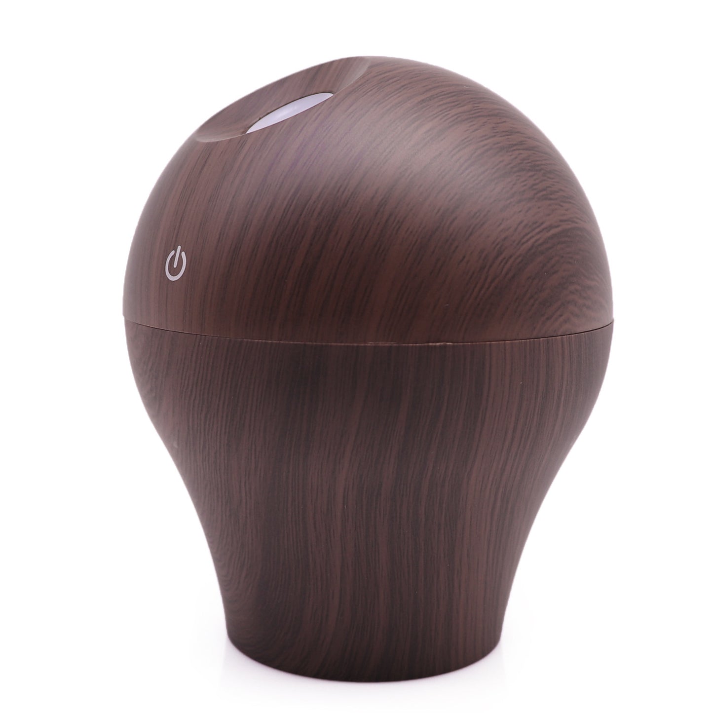 Compact dark wood grain humidifier with water-saving technology