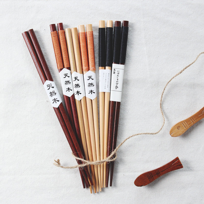 Eco-Friendly Reusable Wooden Chopsticks in Natural Wood Tones
