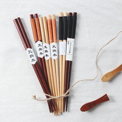 Eco-Friendly Reusable Wooden Chopsticks in Natural Wood Tones