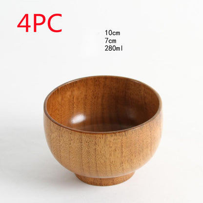 Eco-Friendly Wooden Bowls and Cup Set - Natural, Stackable, Biodegradable