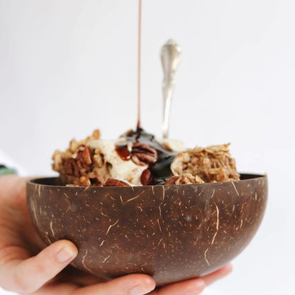 Eco-Friendly Coconut Shell Rice Bowls - Sustainable Biodegradable Dinnerware Set