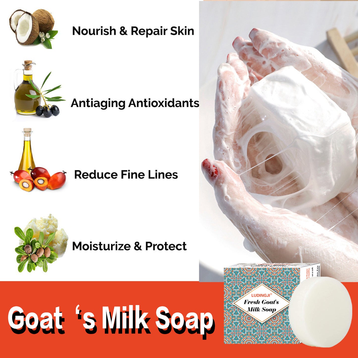 Natural Round Goat's Milk Soap Bar - Biodegradable & Plastic-Free