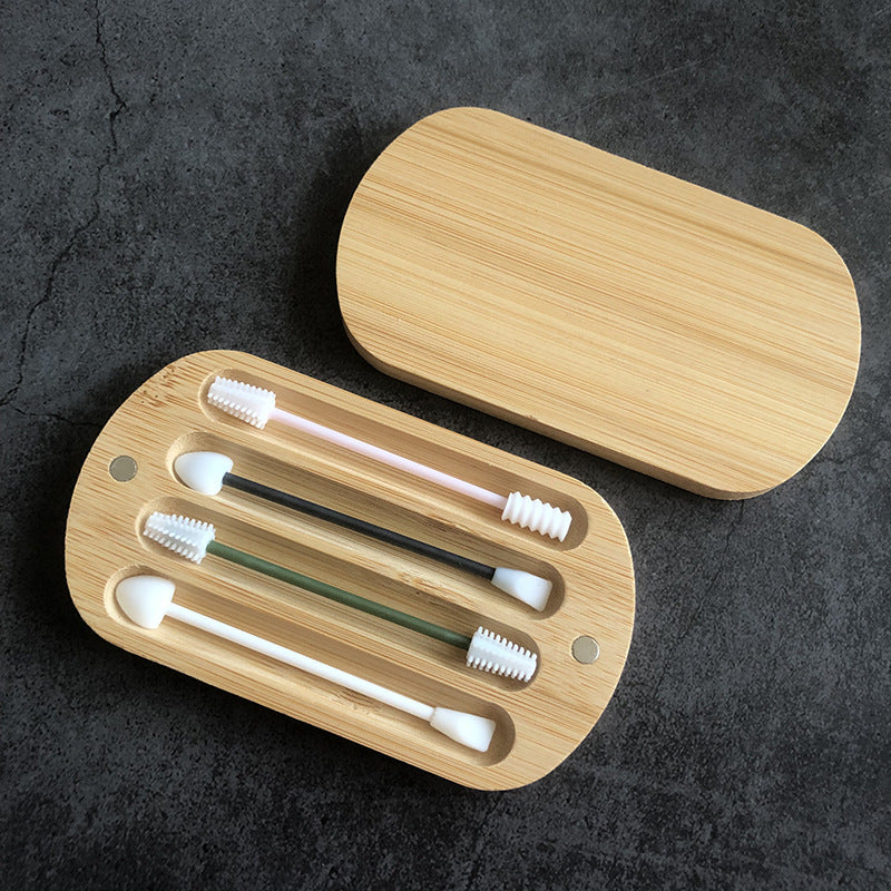 Eco-Friendly Reusable Cotton Swabs with Bamboo Case