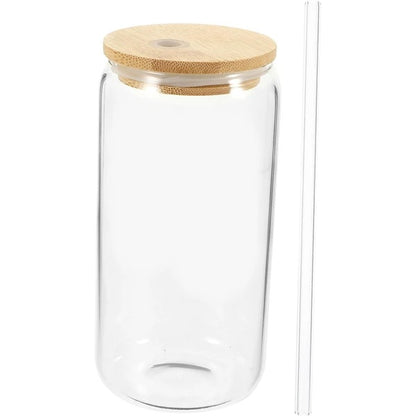 Eco-Friendly Glass Cup with Bamboo Lid & Straw