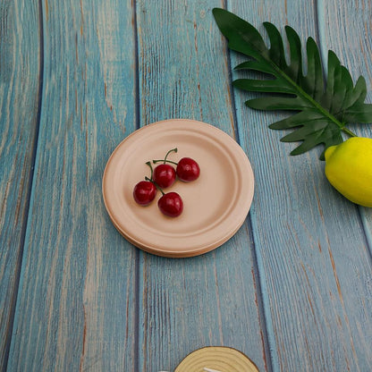 Eco-Friendly Biodegradable Round Dinner Plates - Natural Beige