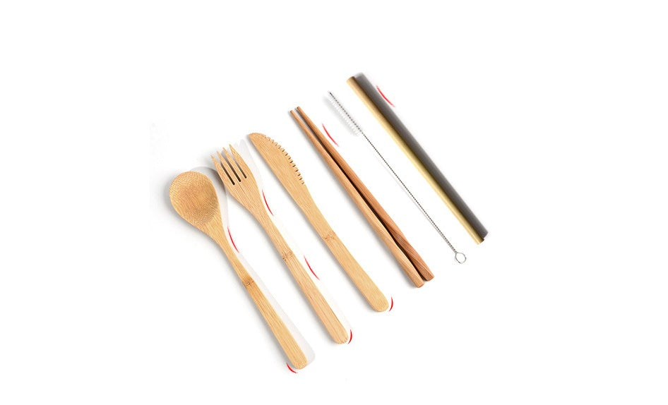 Eco-Friendly Bamboo Reusable Cutlery Set with Portable Pouch