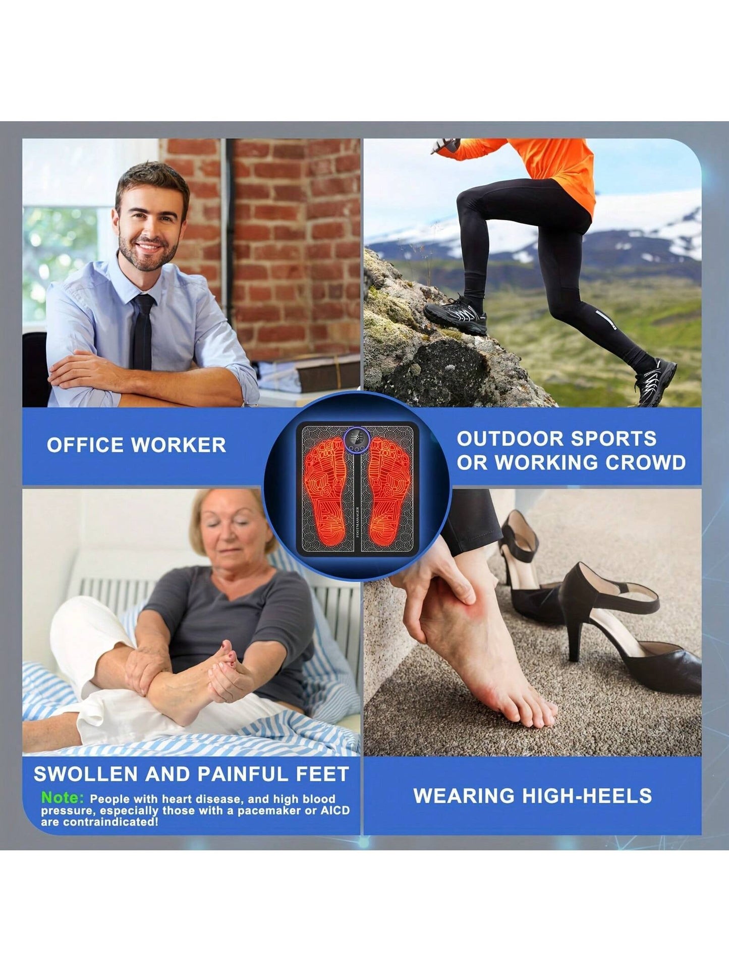 Rechargeable Electronic Foot Massager Pad for Relaxation and Wellness