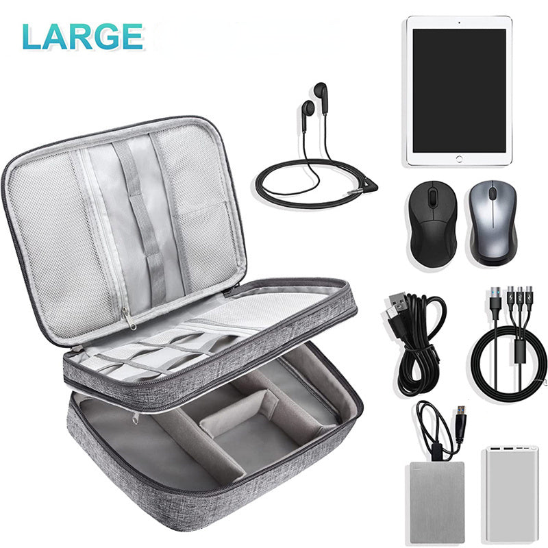 Eco-Friendly Gray Rectangular Cable Organizer Bag