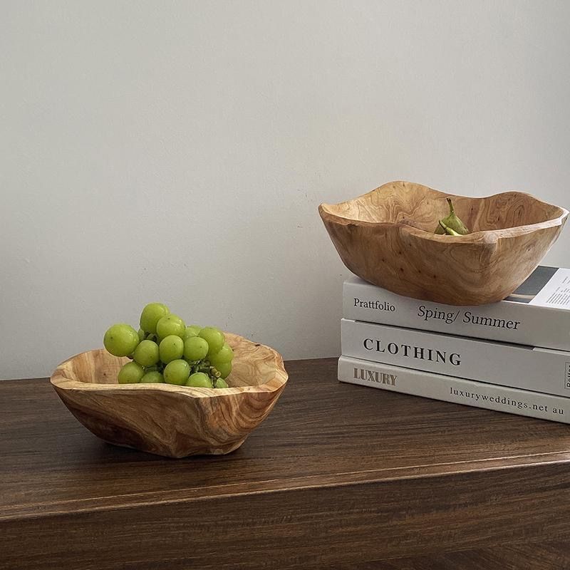 Eco-Friendly Large Capacity Wooden Snack & Fruit Bowl