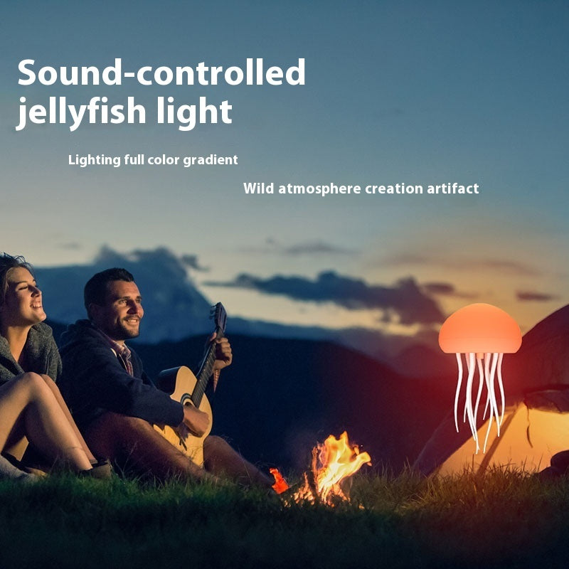 Jellyfish Mood Lamp (3.35 × 6.54 in) – LED Night Light with Voice & Touch Control, Rechargeable RGB Table Lamp