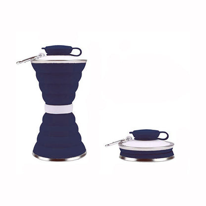 Light Blue Collapsible Silicone Water Bottle - Eco-Friendly & Space-Saving