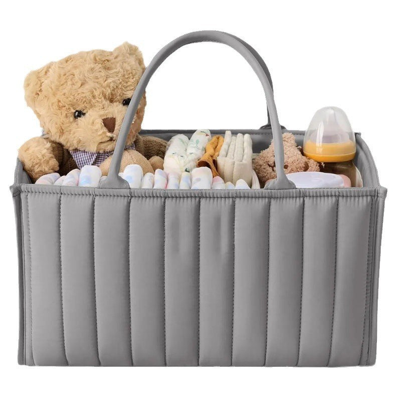 Large Capacity Baby Storage Basket – Foldable Nursery Organizer (Gray)