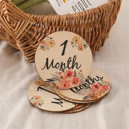 Eco-Friendly Wooden Flower Milestone Photo Prop Disc