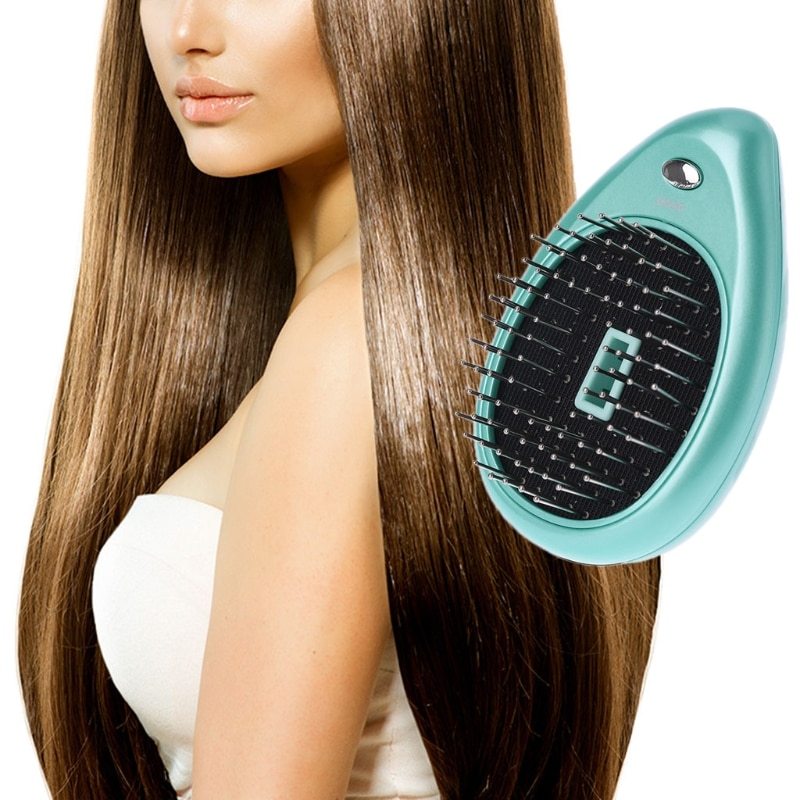 Teal Teardrop Hairbrush with Metal Bristles