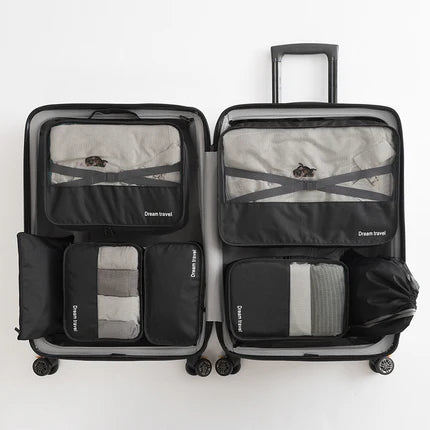 7 Pcs Packing Cubes Travel Organizer Set – Clothes, Shoes & Toiletries Storage Bags