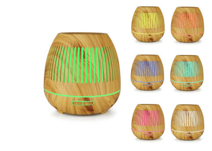 Light wood essential oil diffuser with multicolor LED lights