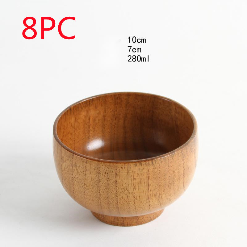 Eco-Friendly Wooden Bowls and Cup Set - Natural, Stackable, Biodegradable