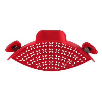 Eco-Friendly Clip-On Pot Strainer - Green Silicone Kitchen Tool