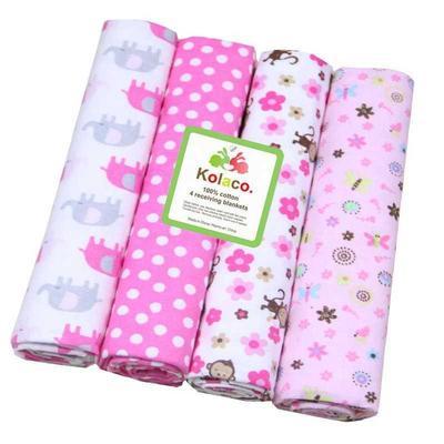 Organic Cotton Baby Receiving Blankets - Pink, White, Gray Patterns