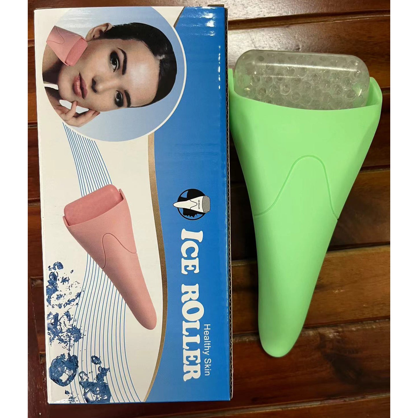 Pink Ergonomic Facial Ice Roller for Skincare and Wellness