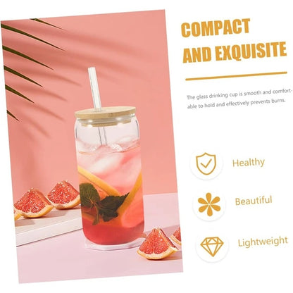 Eco-Friendly Glass Cup with Bamboo Lid & Straw